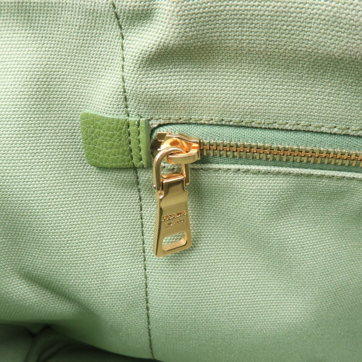 PRADA Canapa Canvas Tote Bag Hand Bag Green B1877B