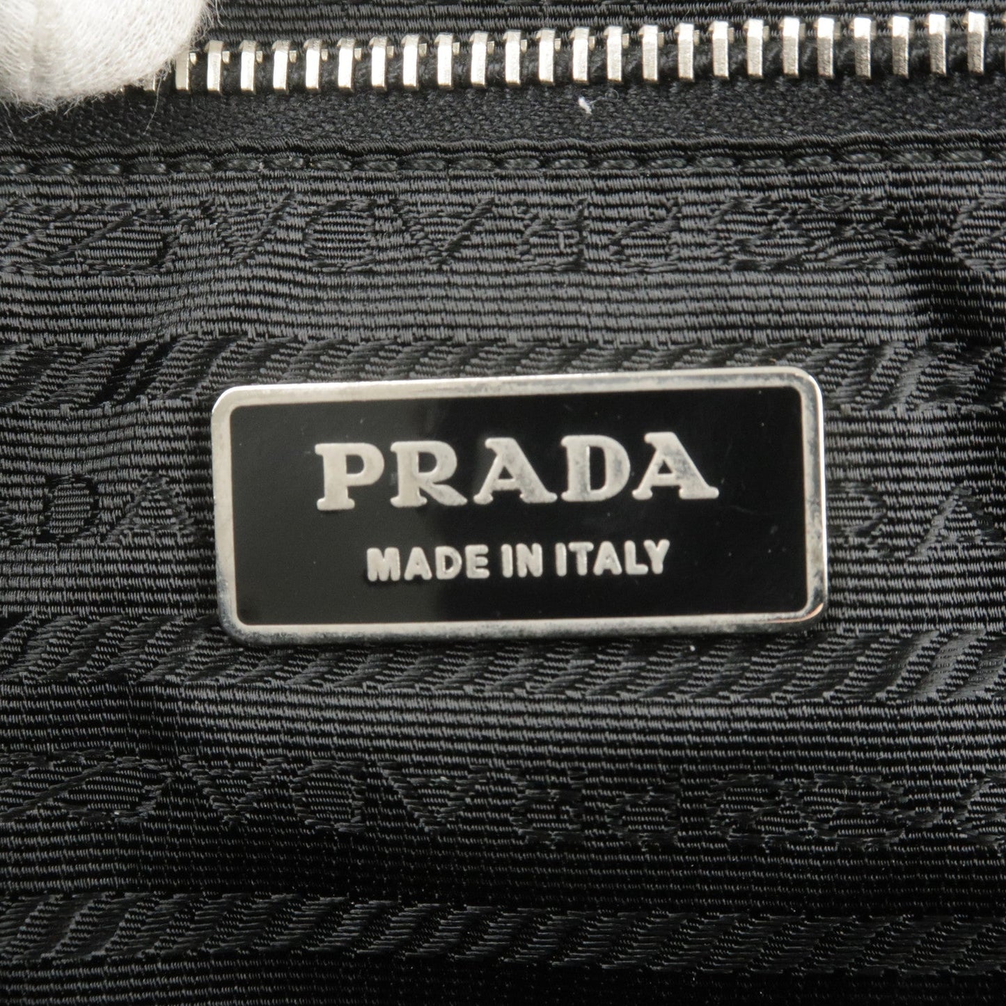 PRADA Logo Saffiano Lux Leather Hand Bag Black BL0095