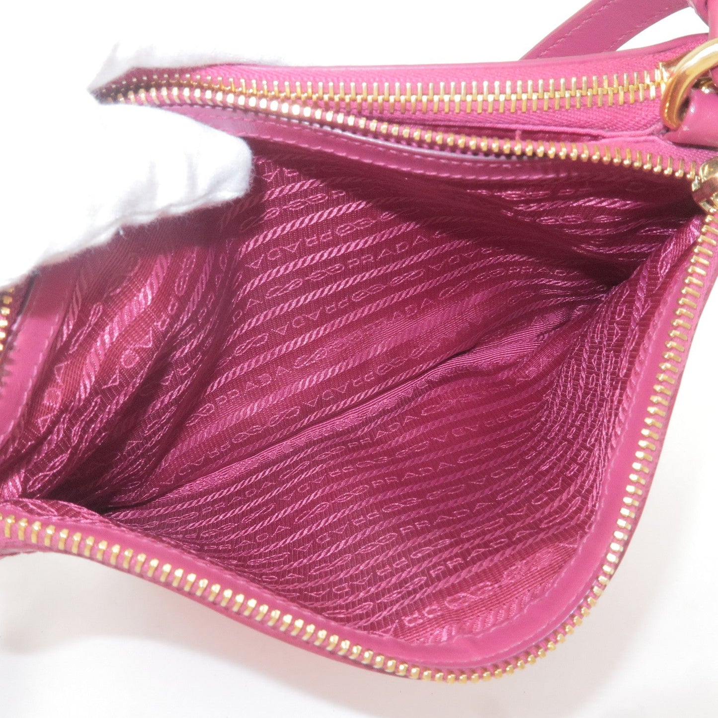 PRADA Logo Nylon Leather Shoulder Bag Pink 1BH046