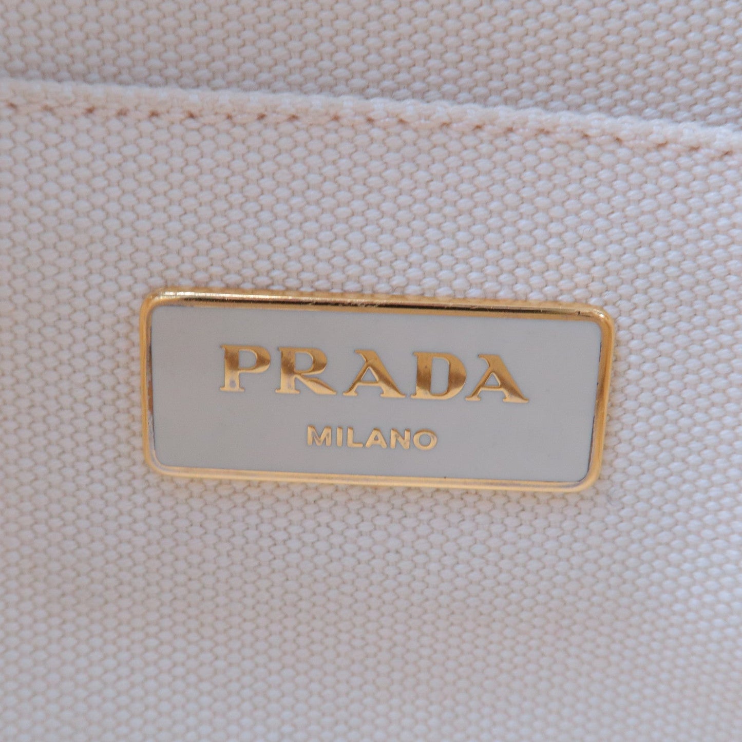 PRADA Logo Canapa Canvas 2Way Tote Bag Ivory BN2642