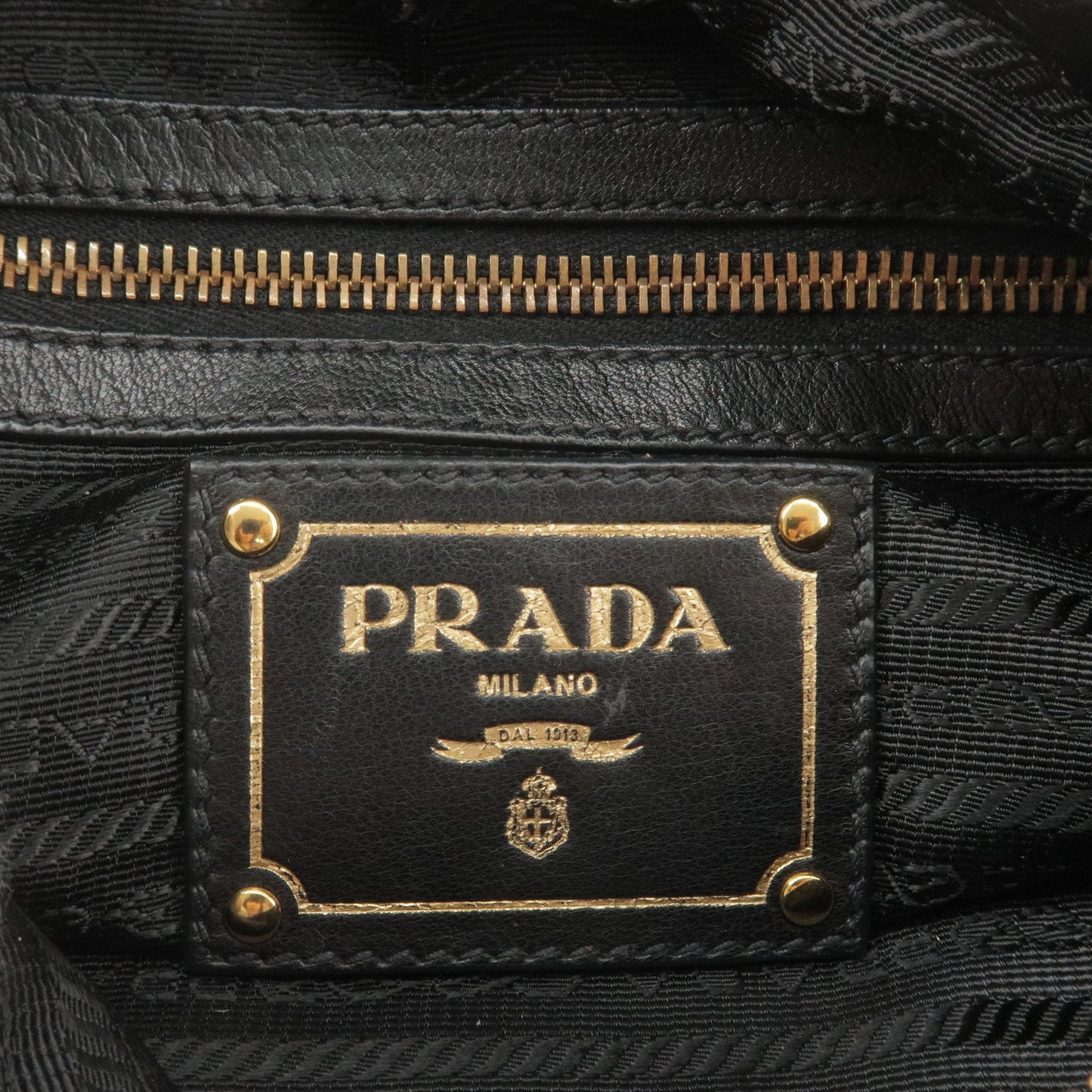 PRADA Leather Chain Gather Shoulder Bag NERO Black