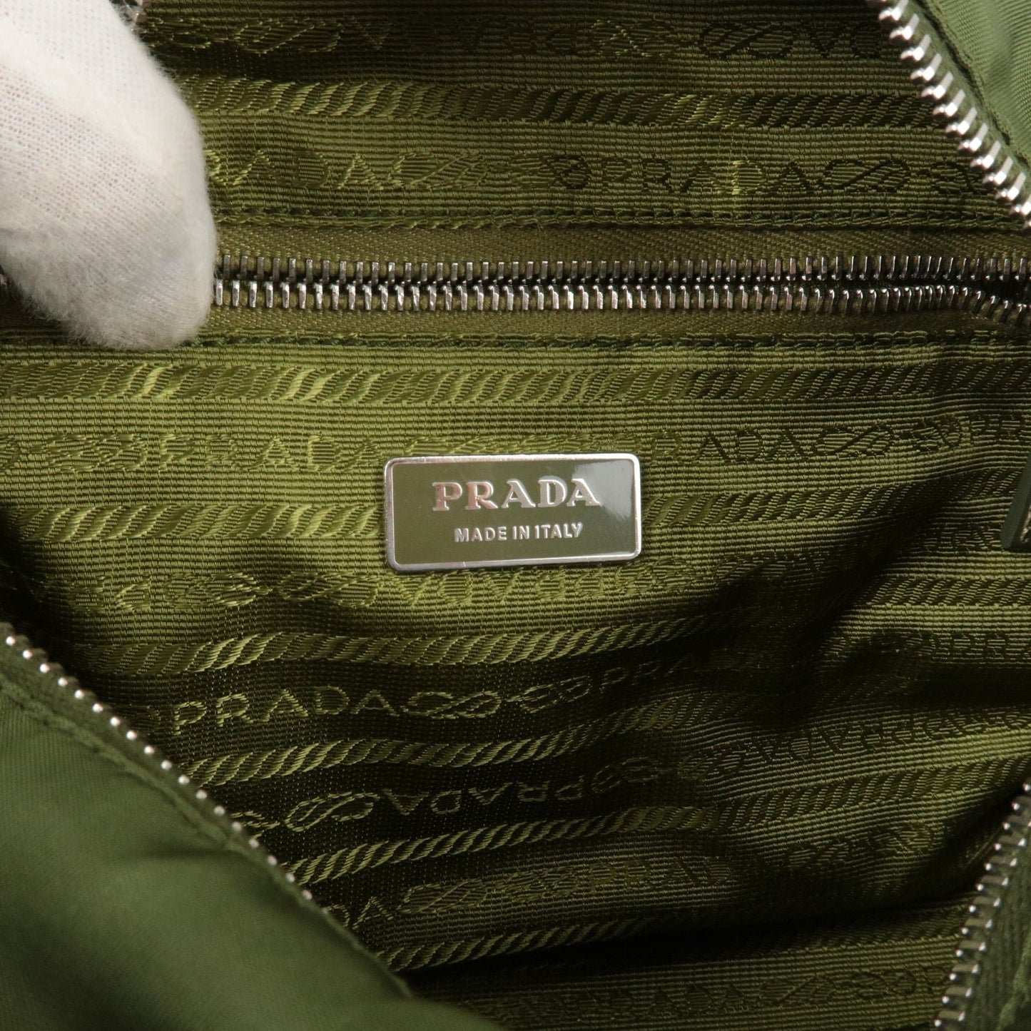 PRADA Nylon Leather 2Way Bag Hand Bag Green BN1052