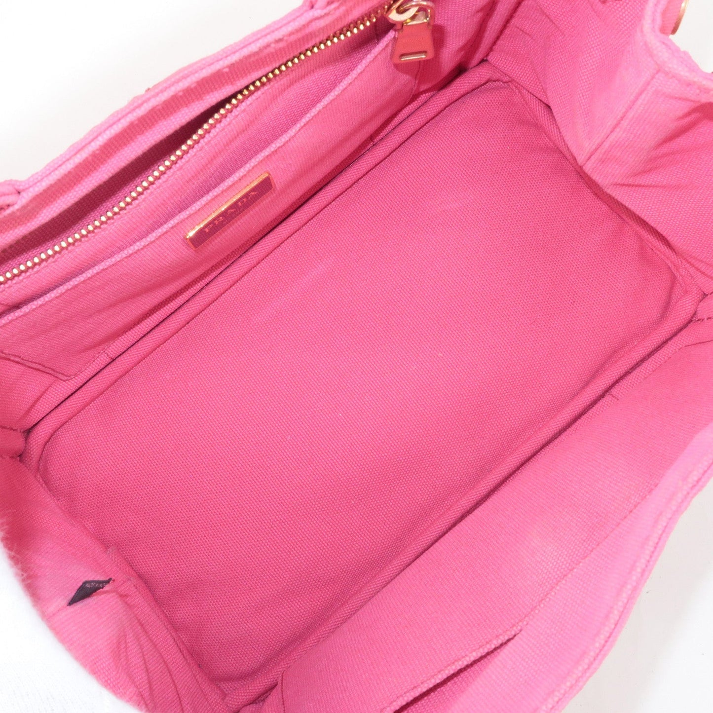 PRADA Logo Canapa Mini Canvas 2Way Tote Bag Pink 1BG439