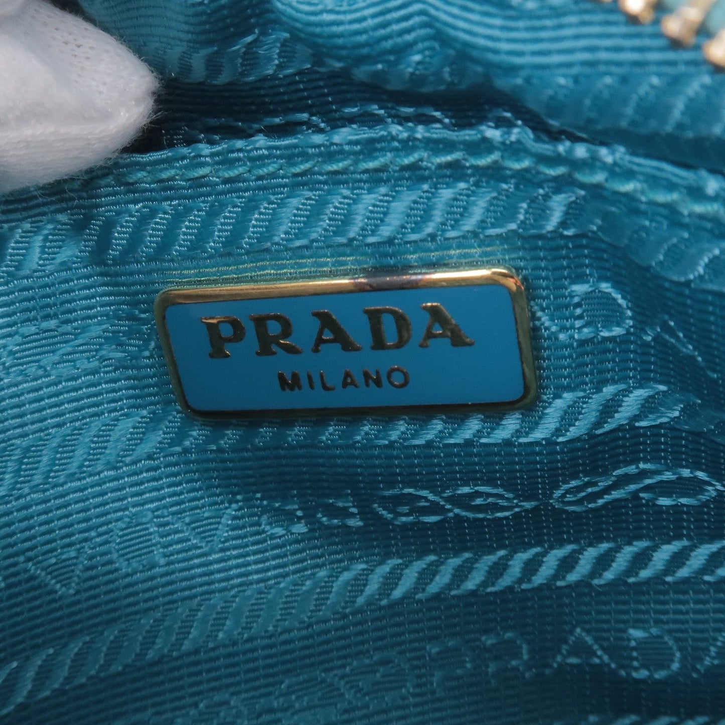 PRADA Vitello Daino Leather Shoulder Bag Purse Light Blue 1BC073