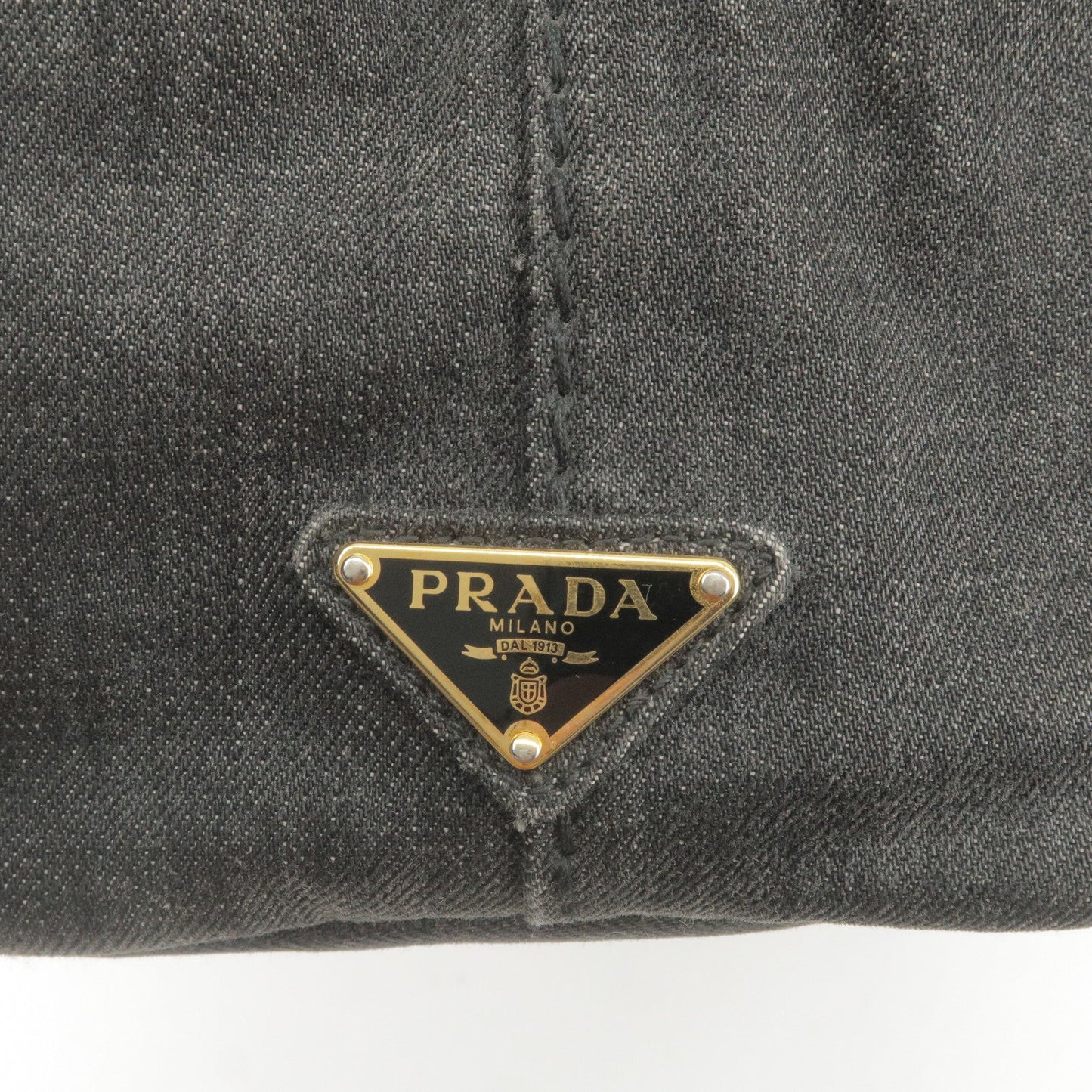 PRADA Logo Denim Mini Canapa  2Way Bag Hand Bag Black 1BG439