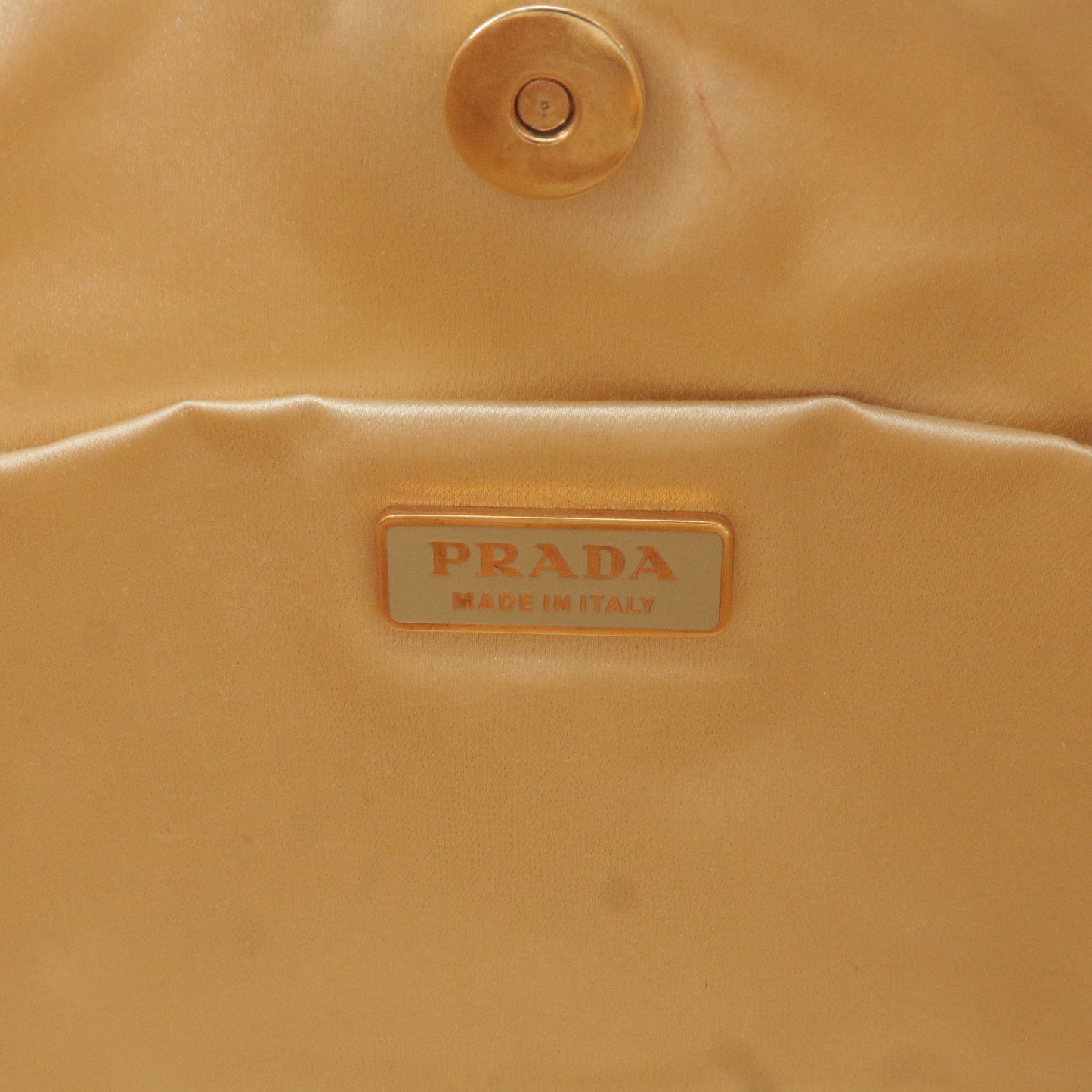 PRADA Logo Nylon Leather Chain Shoulder Bag Yellow BR0104