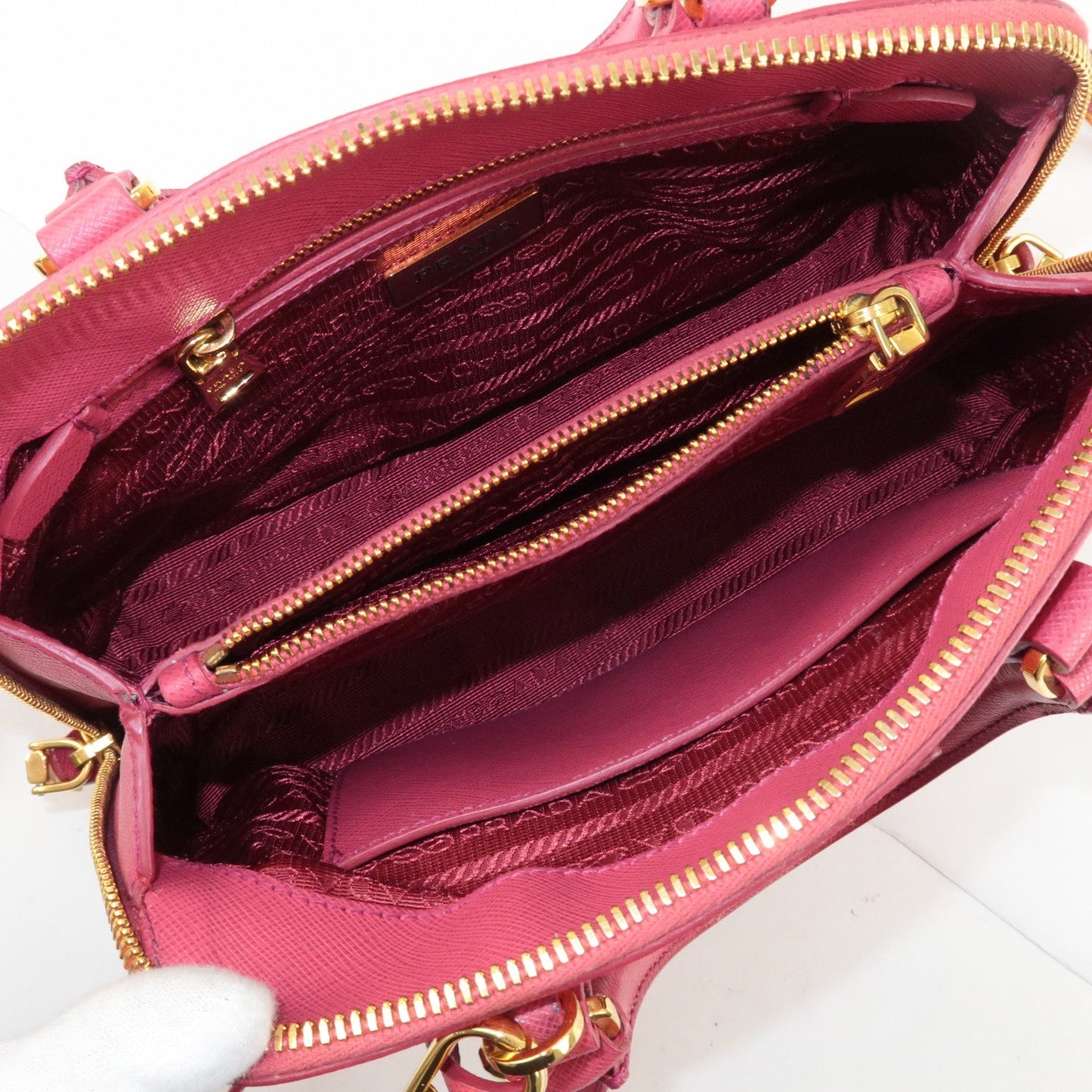 PRADA Logo Leather 2Way Hand Bag Shoulder Bag Pink BL0838