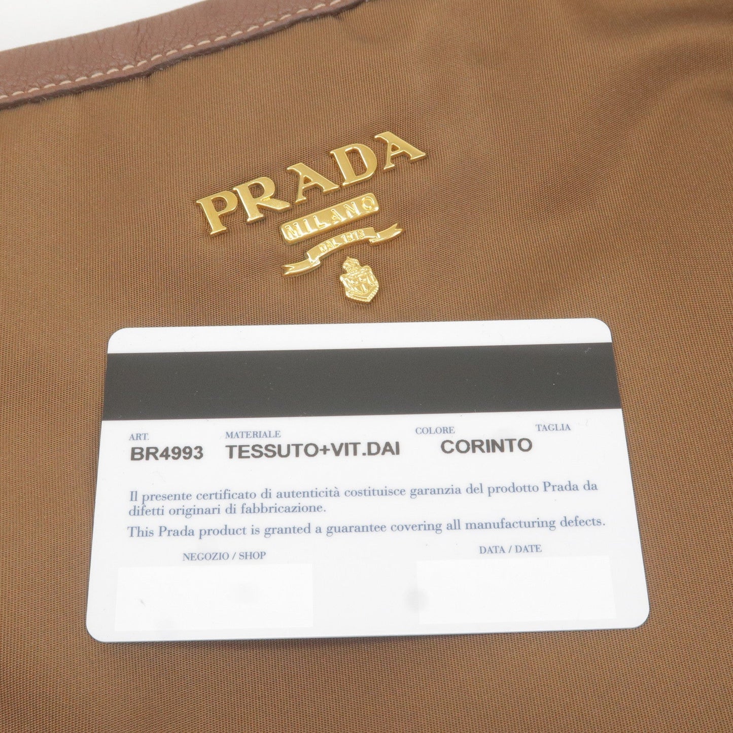 PRADA Logo Nylon Leather 2Way Bag Hand Bag Brown BR4993