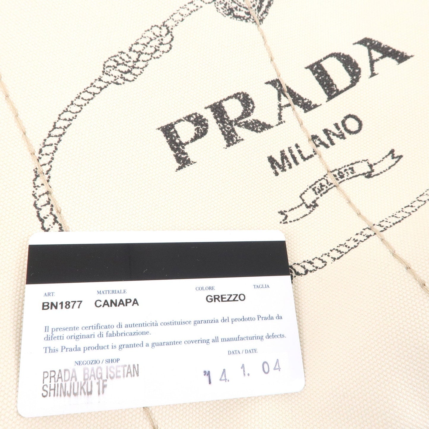 PRADA Canapa Canvas Tote Bag Hand Bag Ivory BN1877