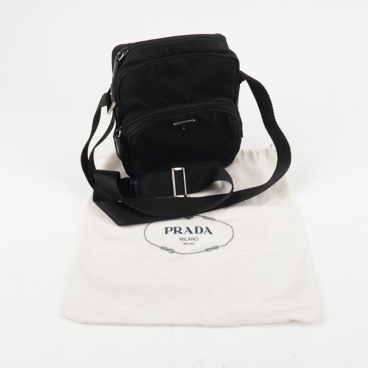 PRADA Logo Nylon Leather Shoulder Bag NERO Black BT0169