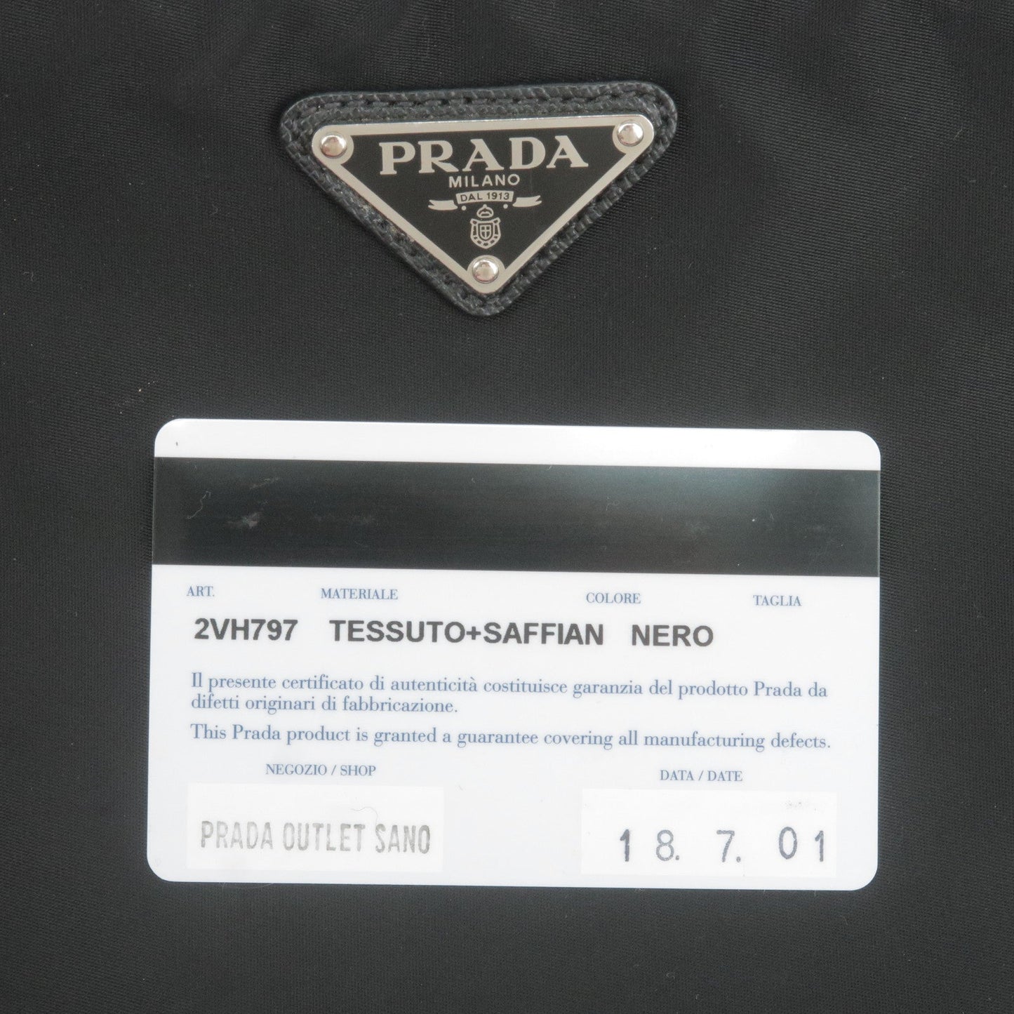 PRADA Nylon Leather Shoulder Bag NERO Black 2VH797