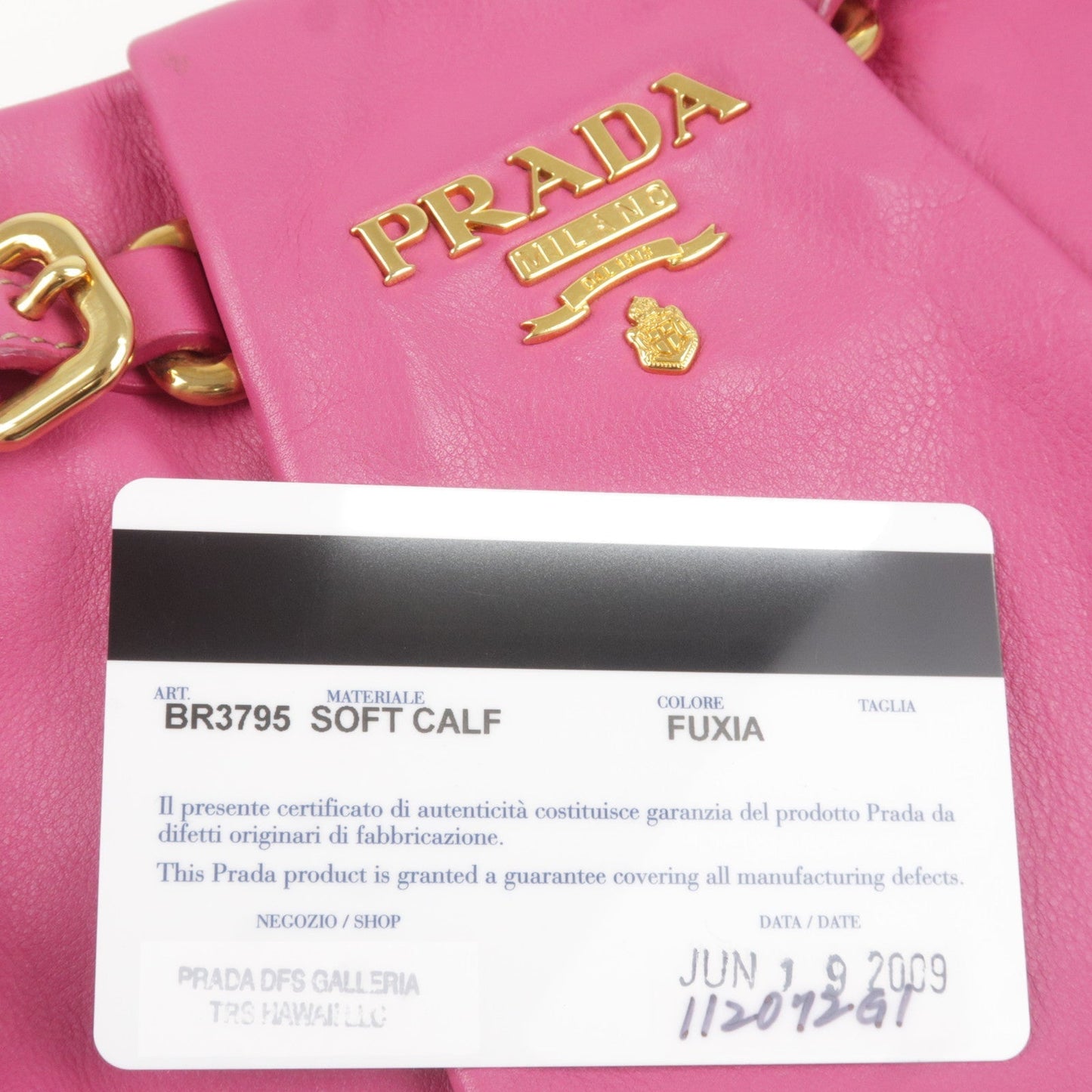 PRADA Logo Leather Shoulder Bag Pink Gold BR3795