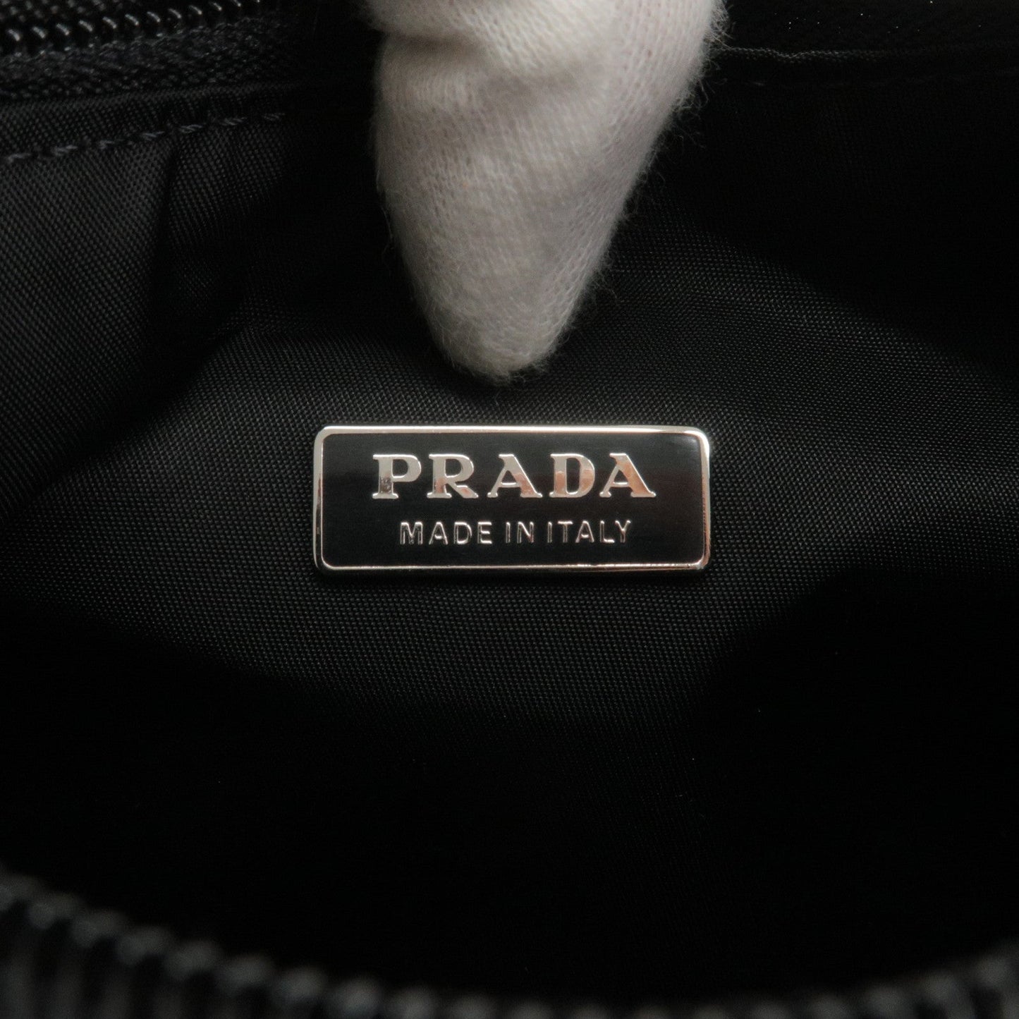 PRADA Logo Nylon Hand Bag Pouch Purse NERO Black