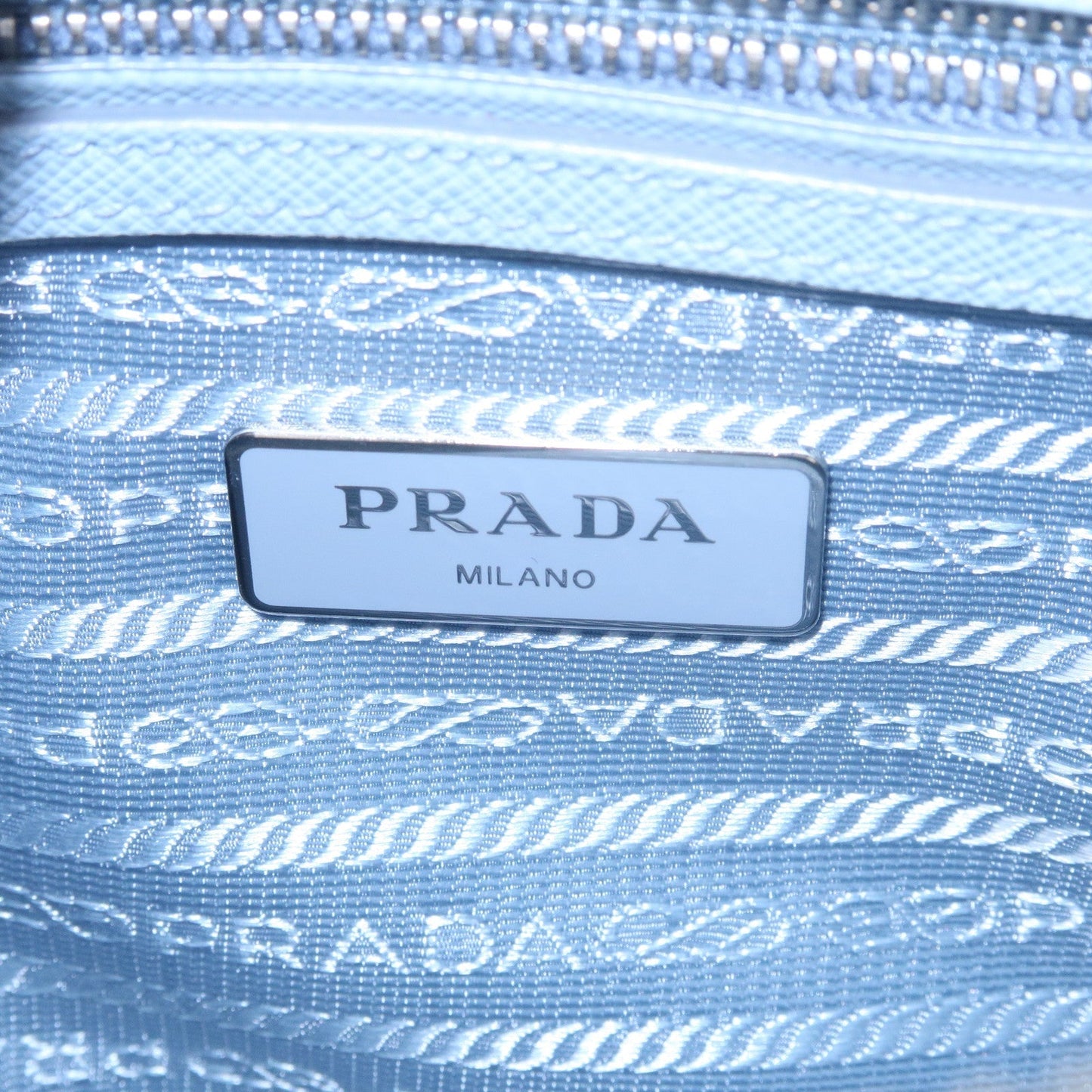 PRADA Logo Leather 2Way Bag Hand Bag Shoulder Bag Blue 1BA838