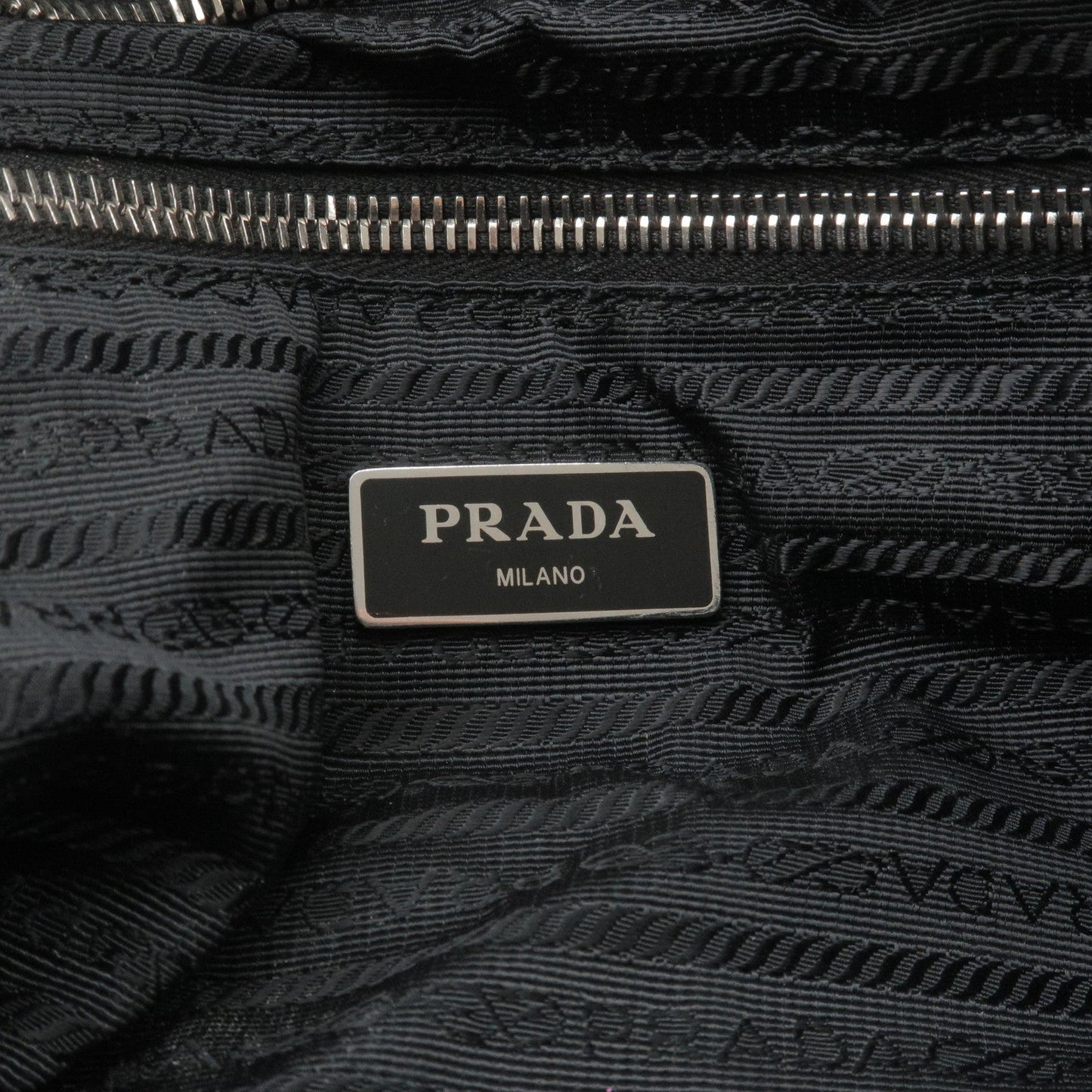 PRADA Nylon Leather Quilting Chain Shoulder Bag Black 1BB072