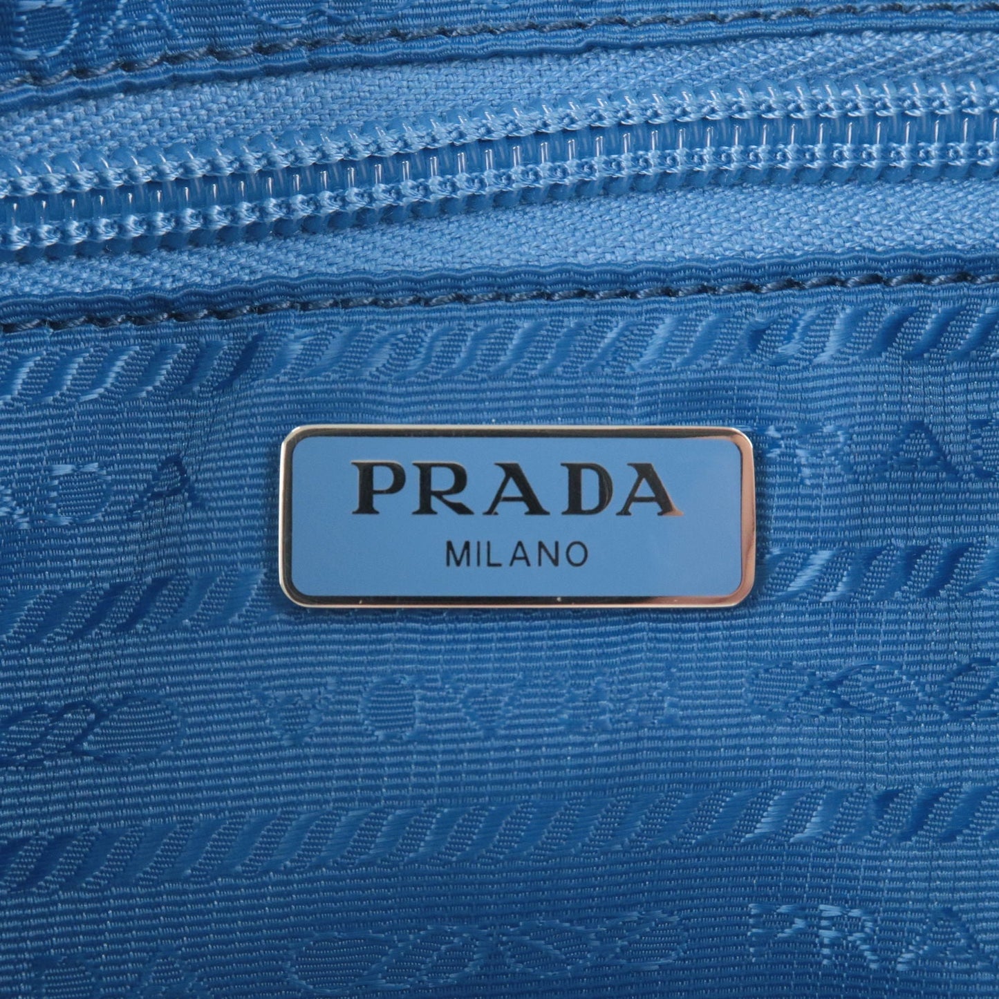 PRADA Logo Nylon Leather Hand Bag Shoulder Bag Light Blue 1NI545