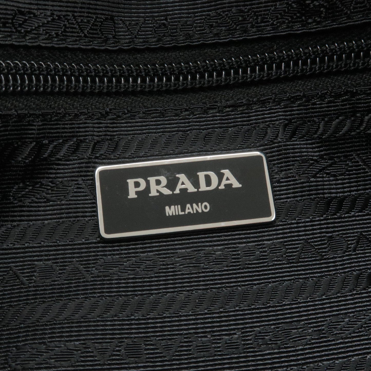 PRADA Logo Nylon Leather Shoulder Bag Crossbody Bag Black 1BC167