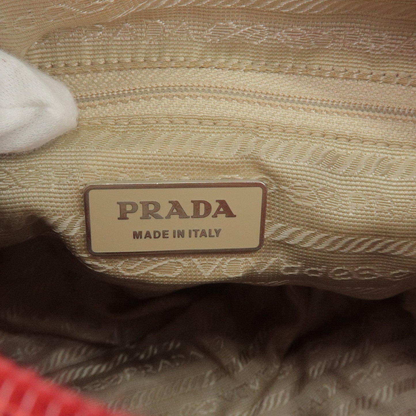 PRADA Logo Nylon Leather Shoulder Bag Rosso Red BT8994