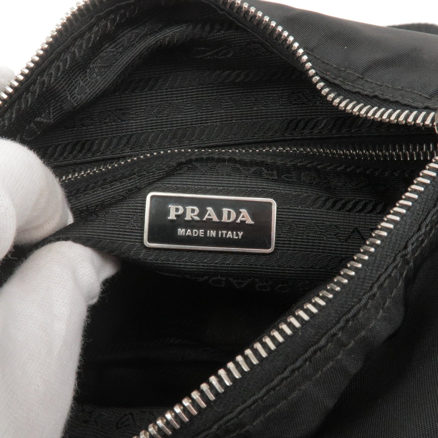 PRADA Nylon Leather Shoulder Bag NERO Black BT8994