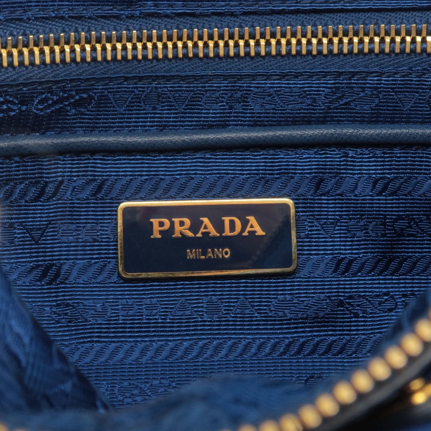 PRADA Logo Nylon Leather Shoulder Bag Blue BT0706