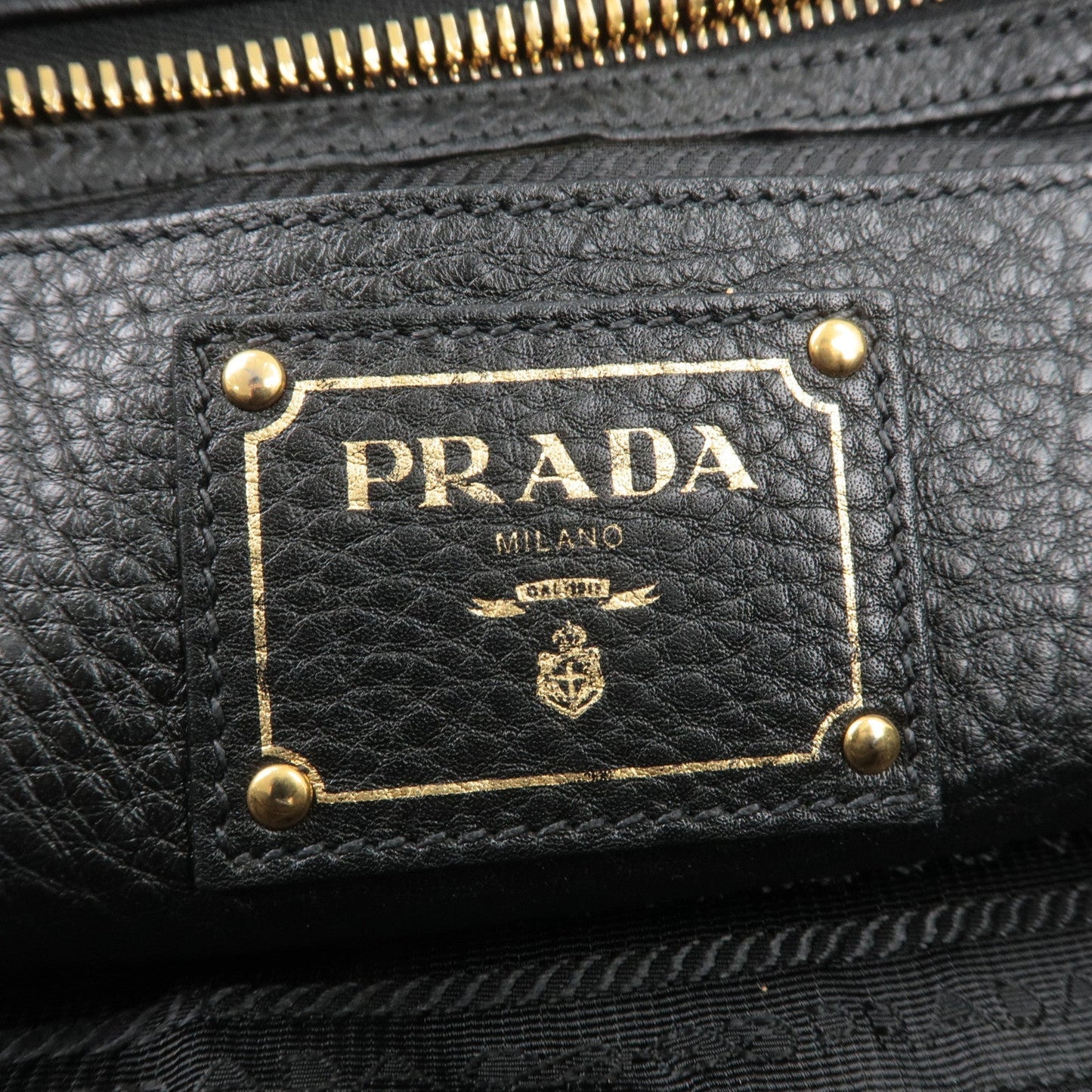 PRADA Logo Leather Mini Boston Bag Shoulder Bag Black B3091M