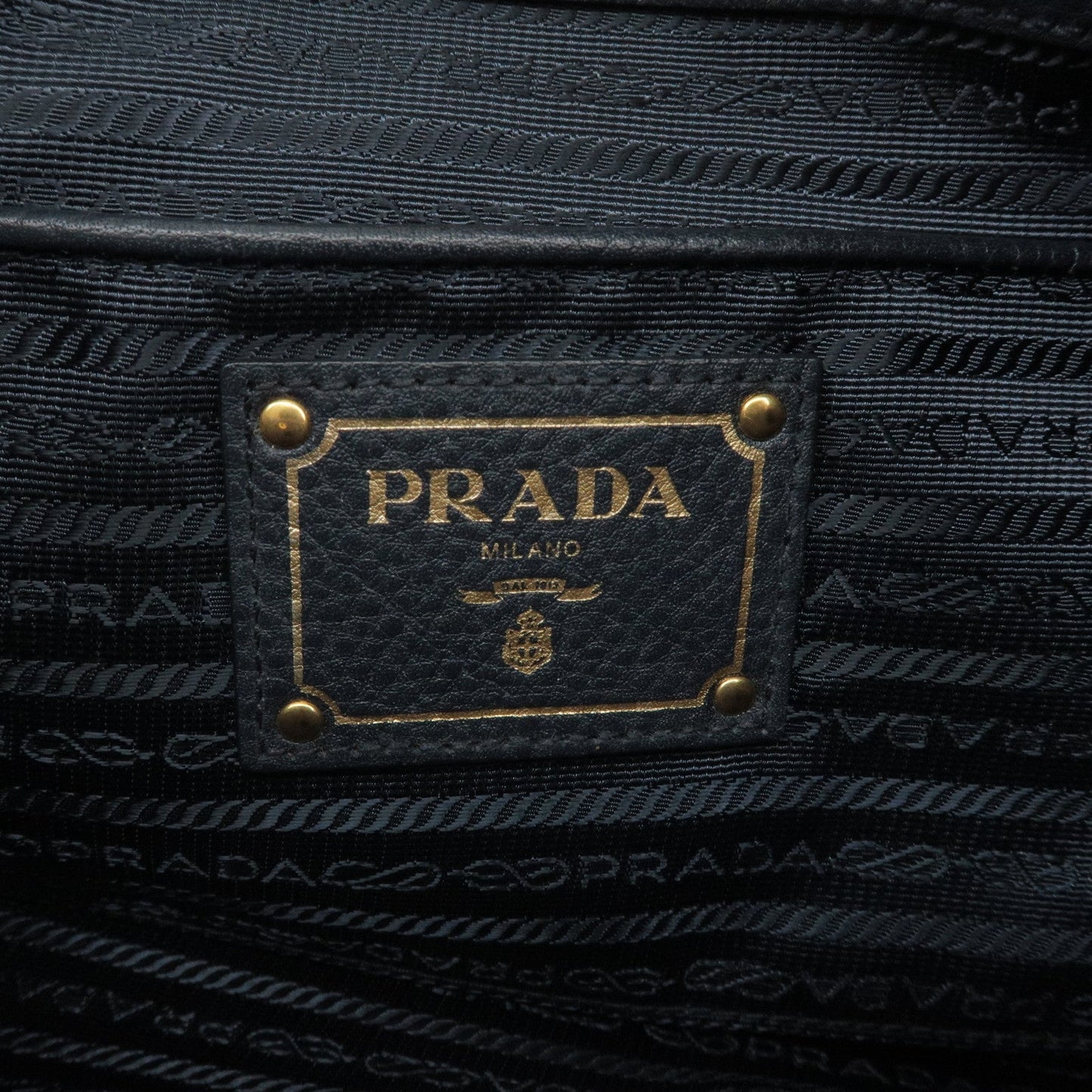 PRADA Logo Nylon Leather 2Way Bag Hand Bag Navy BN2527