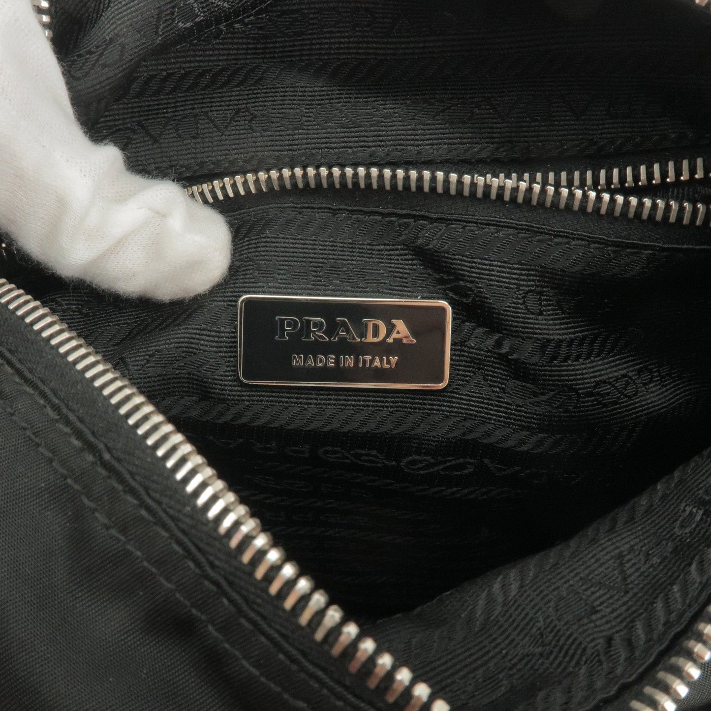 PRADA Logo Nylon Leather Shoulder Bag Hand Bag Black BT8994