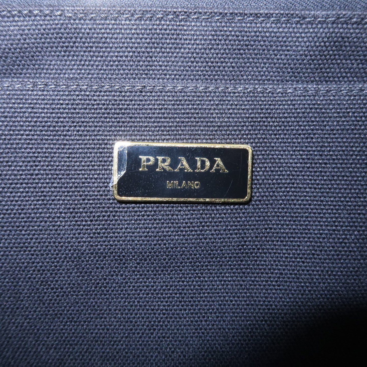 PRADA Canapa Canvas Tote Bag Hand Bag Black BN1877