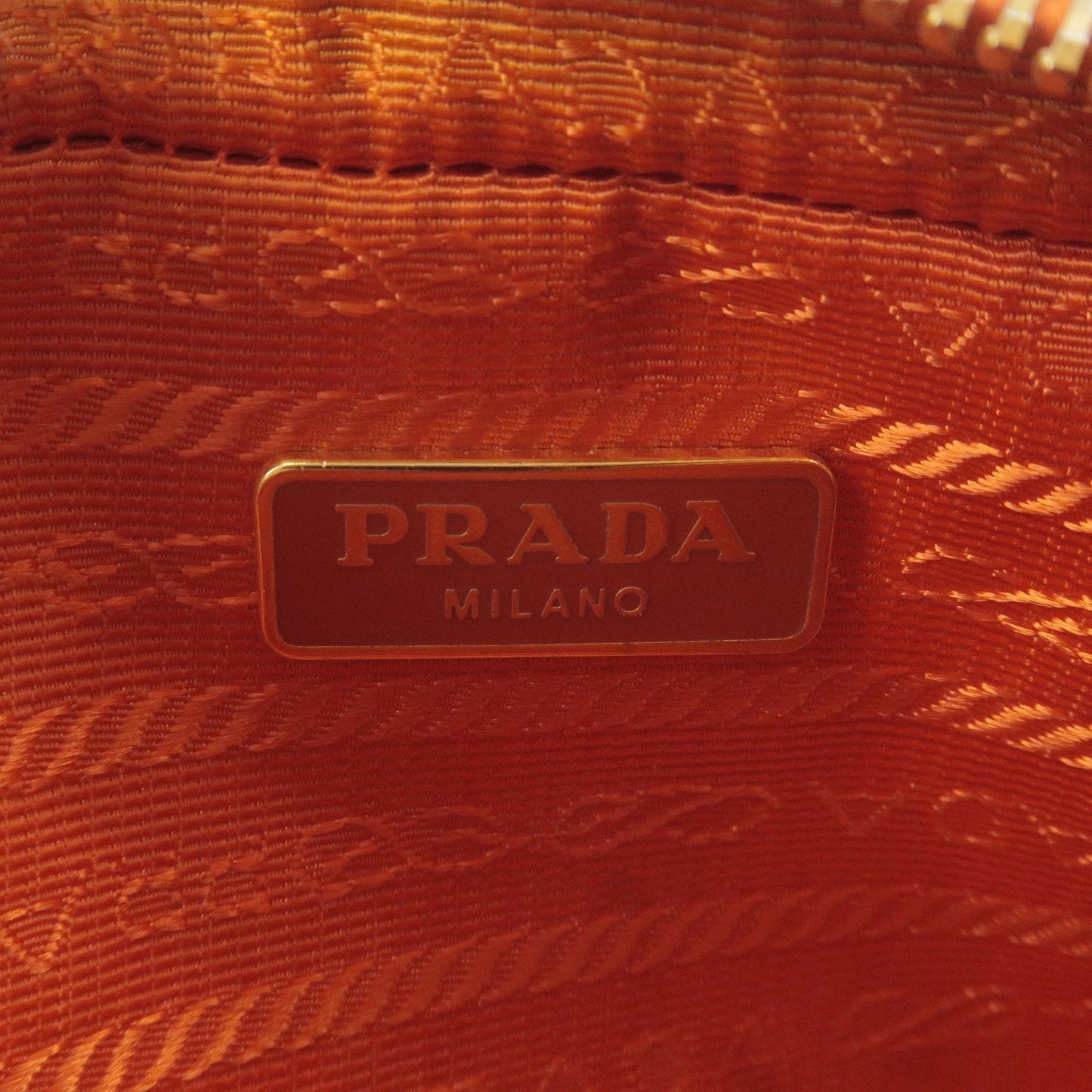 PRADA Logo Leather Chain 2Way Bag Shoulder Bag Orenge BL0705