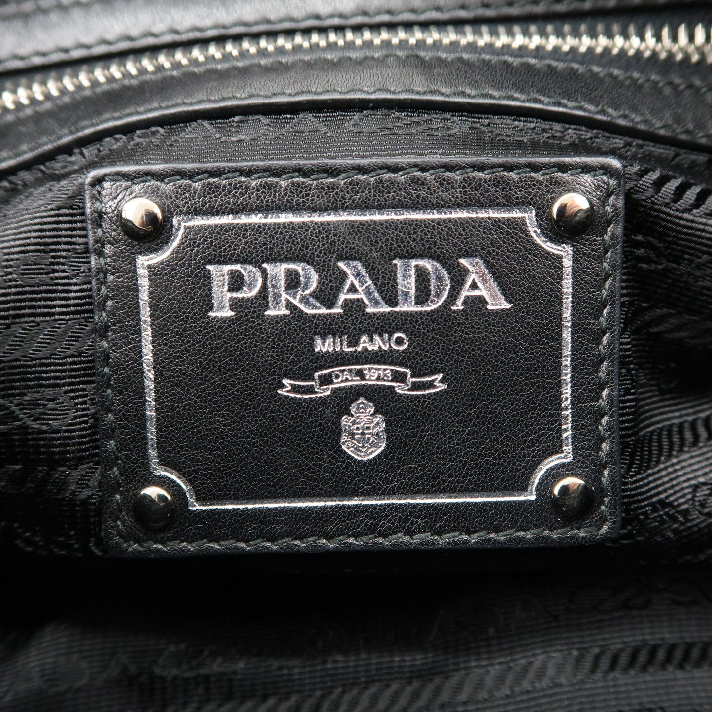 PRADA Logo Leather Shoulder Bag Hand Bag Black BR3795