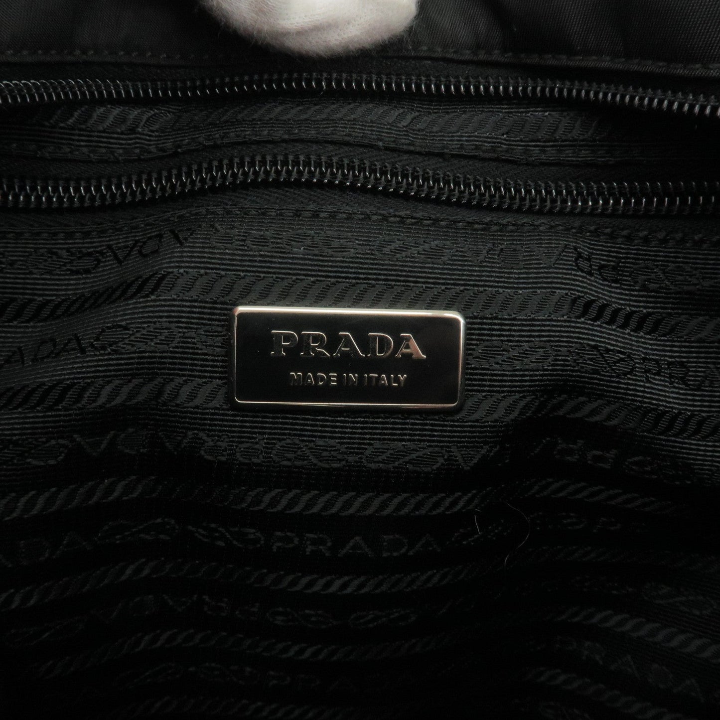 PRADA Logo Nylon Leather Shoulder Bag Purse Black VA0251