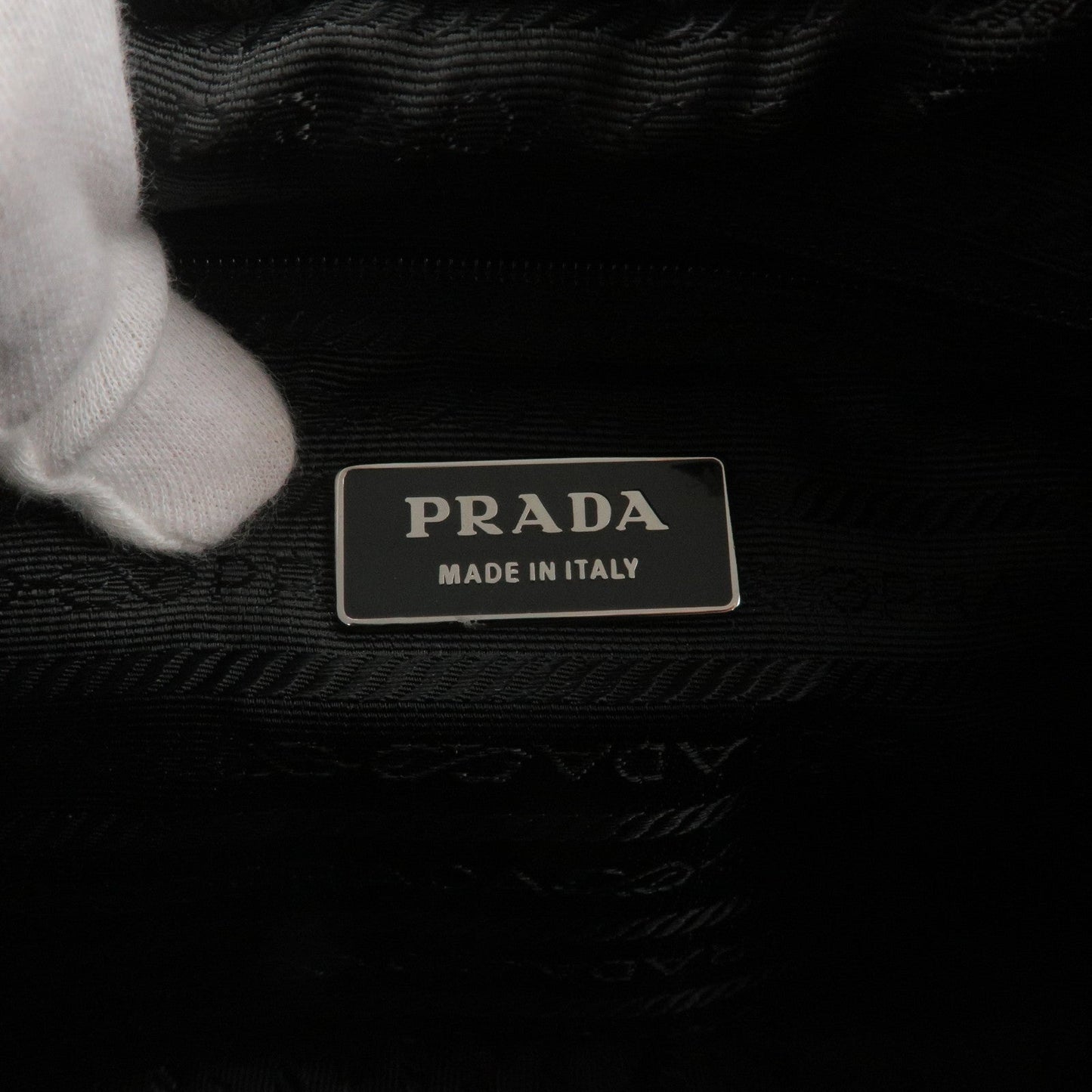 PRADA Logo Nylon Leather Shoulder Bag Khaki Black BT0167