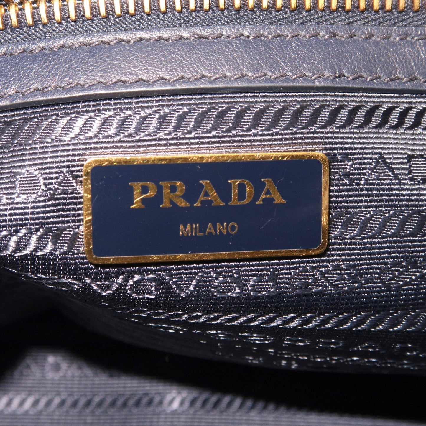 PRADA Nylon Leaether Tote Bag Shoulder Bag Navy 1BC060