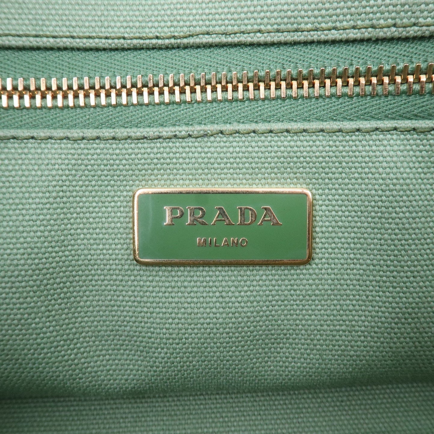 PRADA Canapa Canvas Tote Bag Hand Bag Green B1877B