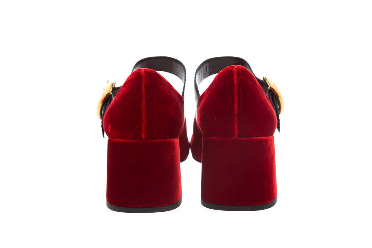 Prada Red Velvet Mary Jane SZ 37