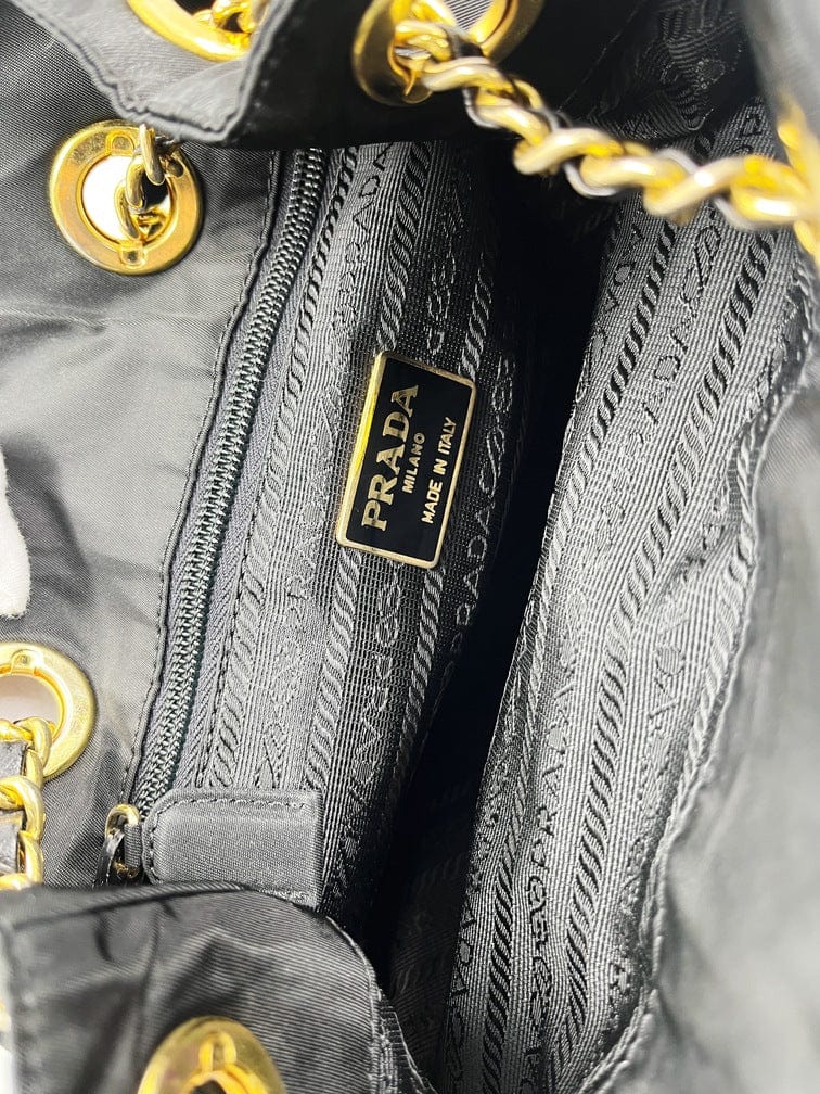 Prada Nylon Tote with Chain Handle