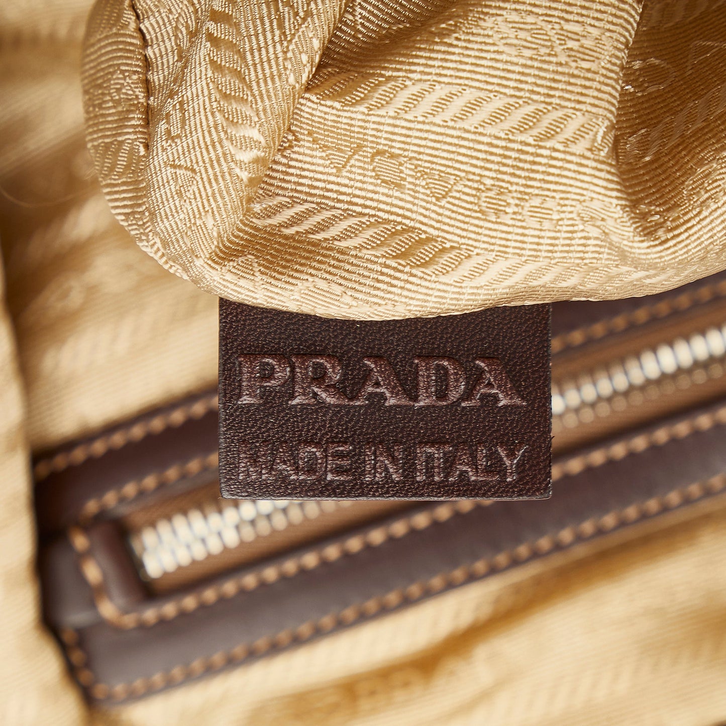 Brown Prada Canapa Logo Frame Tote Bag