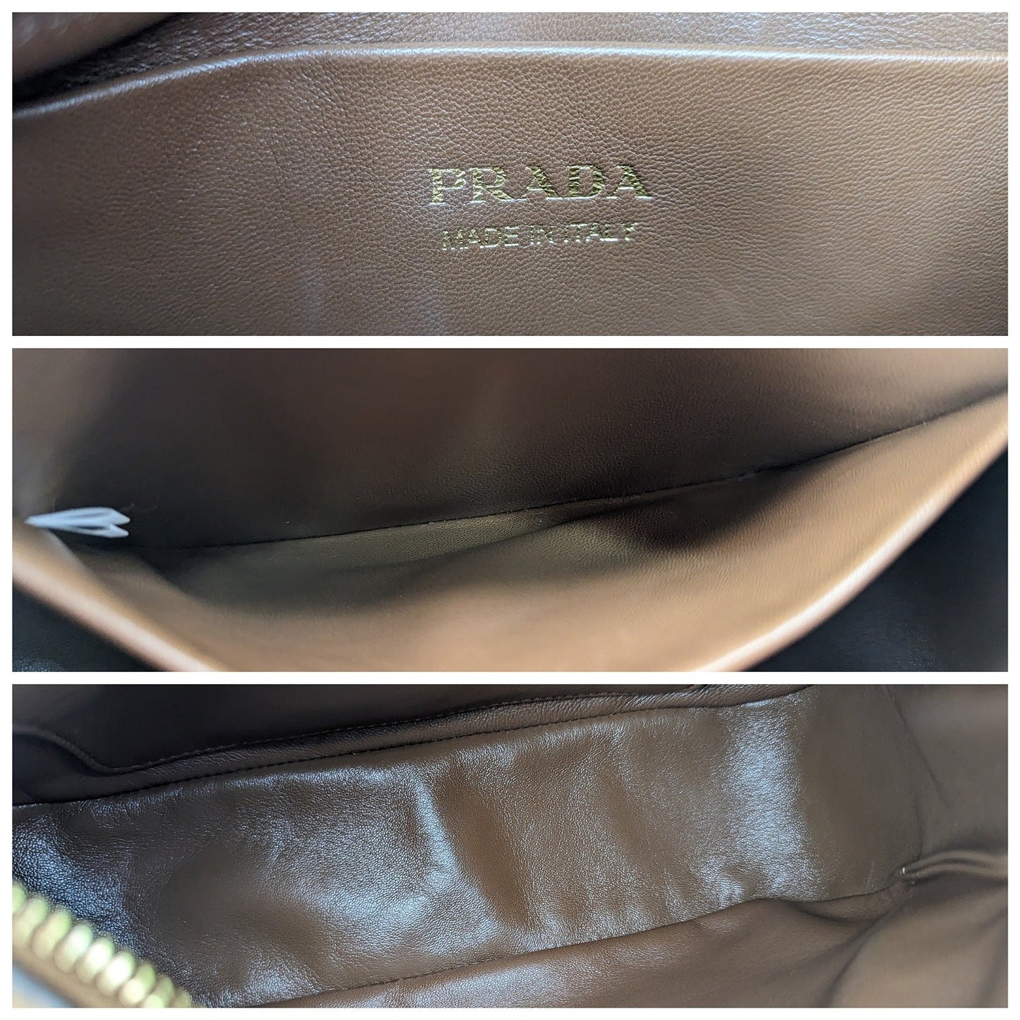 Prada Caramel Calfskin Logo Strap Shoulder Bag 1BH193