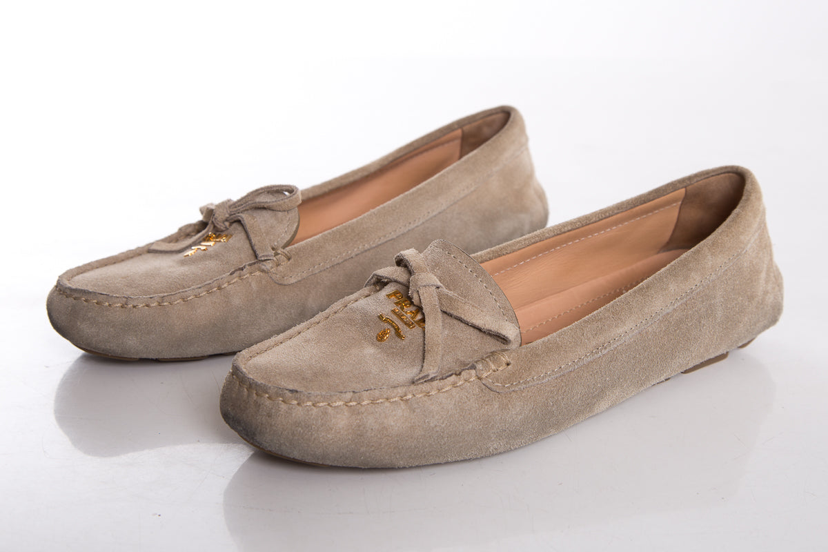 Prada Taupe Suede Loafers SZ 36.5