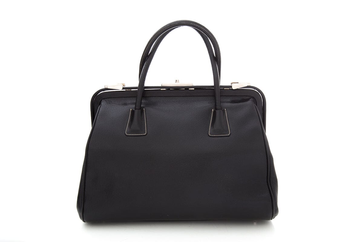 Prada Black Madras Cerniera Doctor Handbag