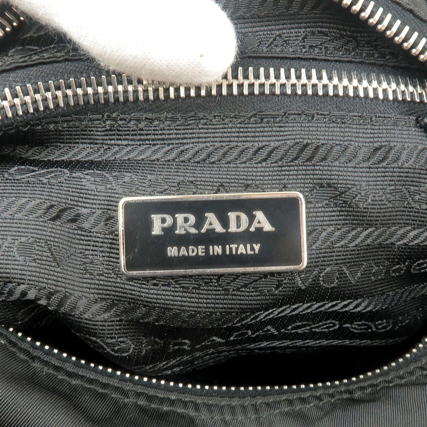 PRADA Nylon Leather Shoulder Bag Black BT8994