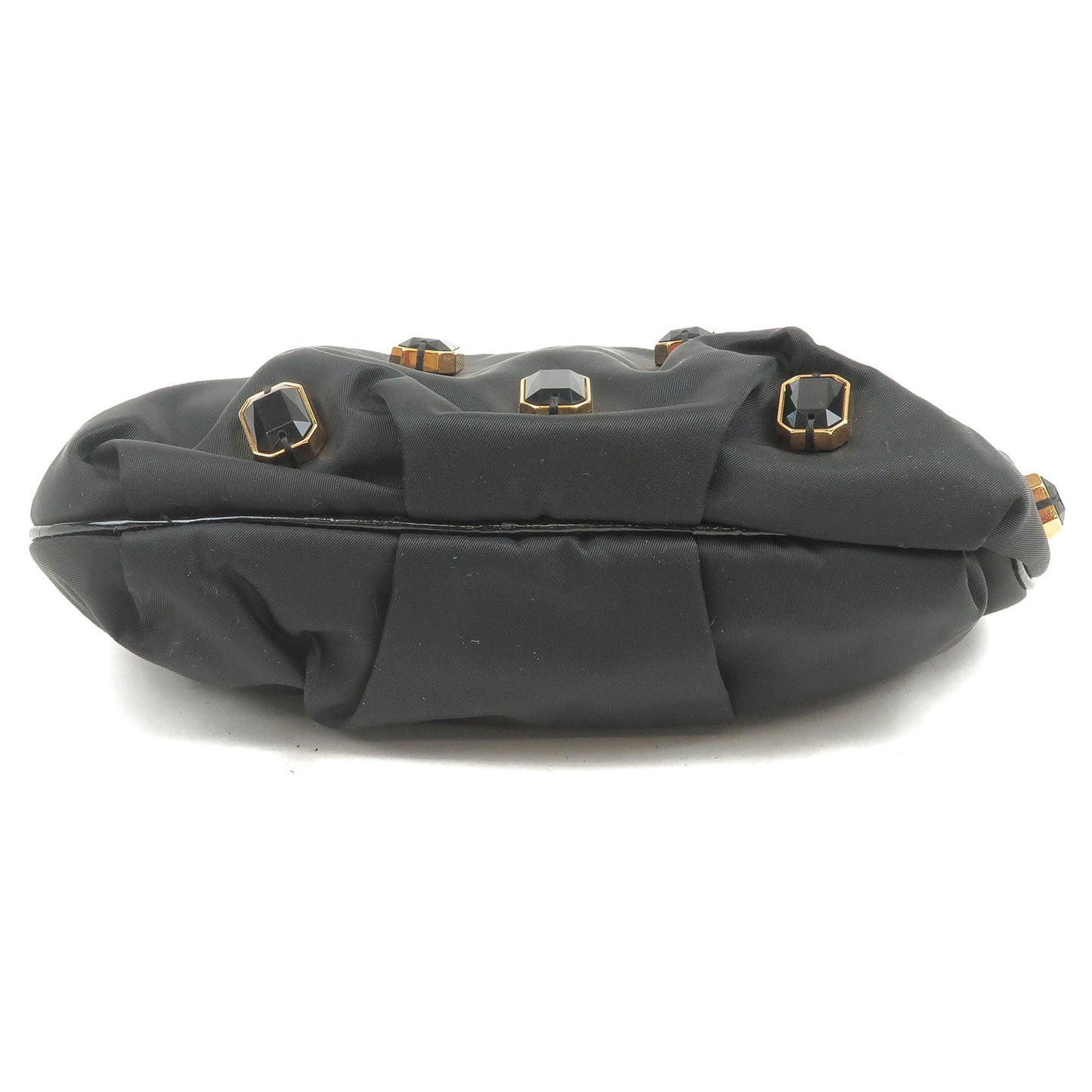 PRADA Nylon Enamel Bijou Pouch Purse Clutch Bag NERO Black