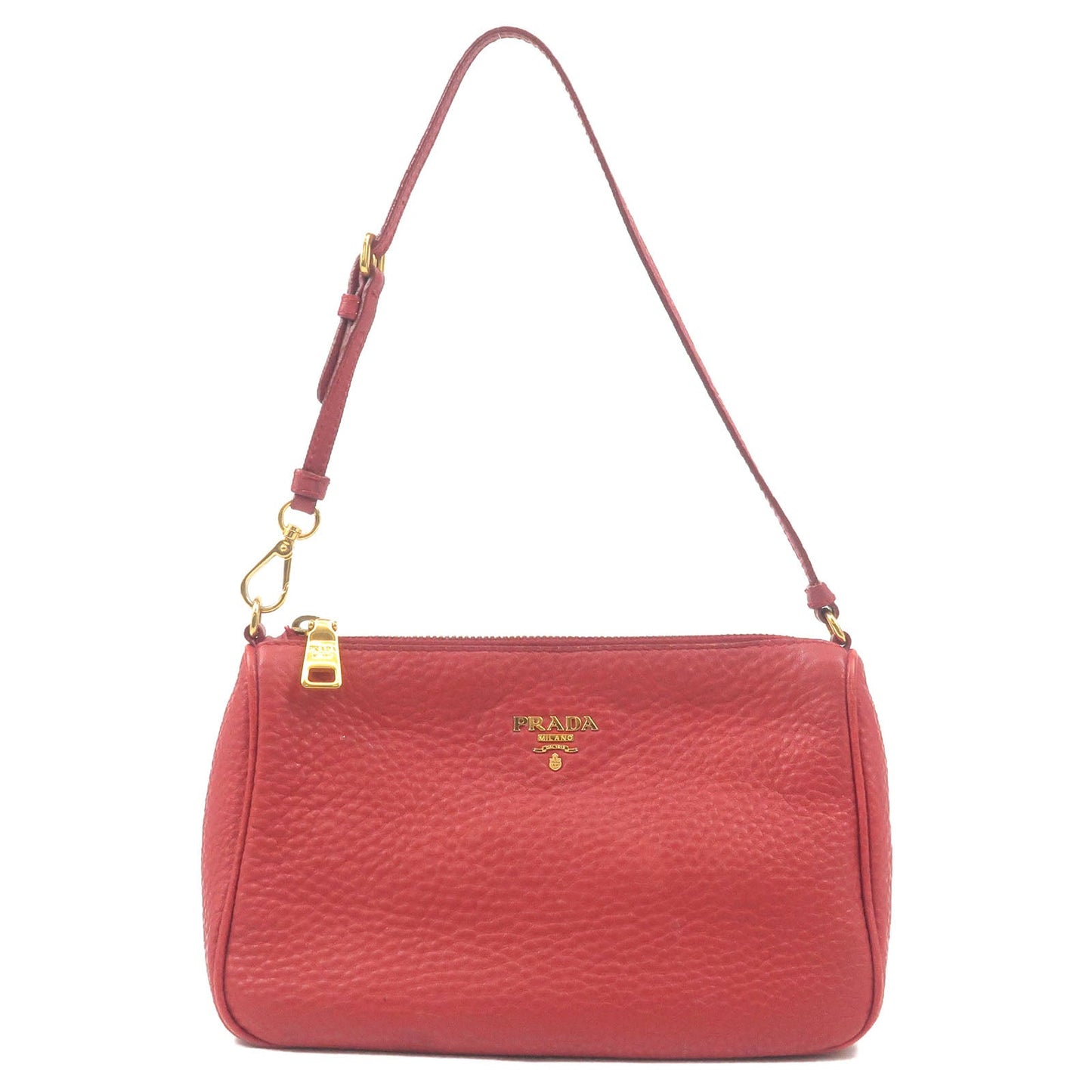 PRADA Leather Pouch Shoulder Bag Purse Red