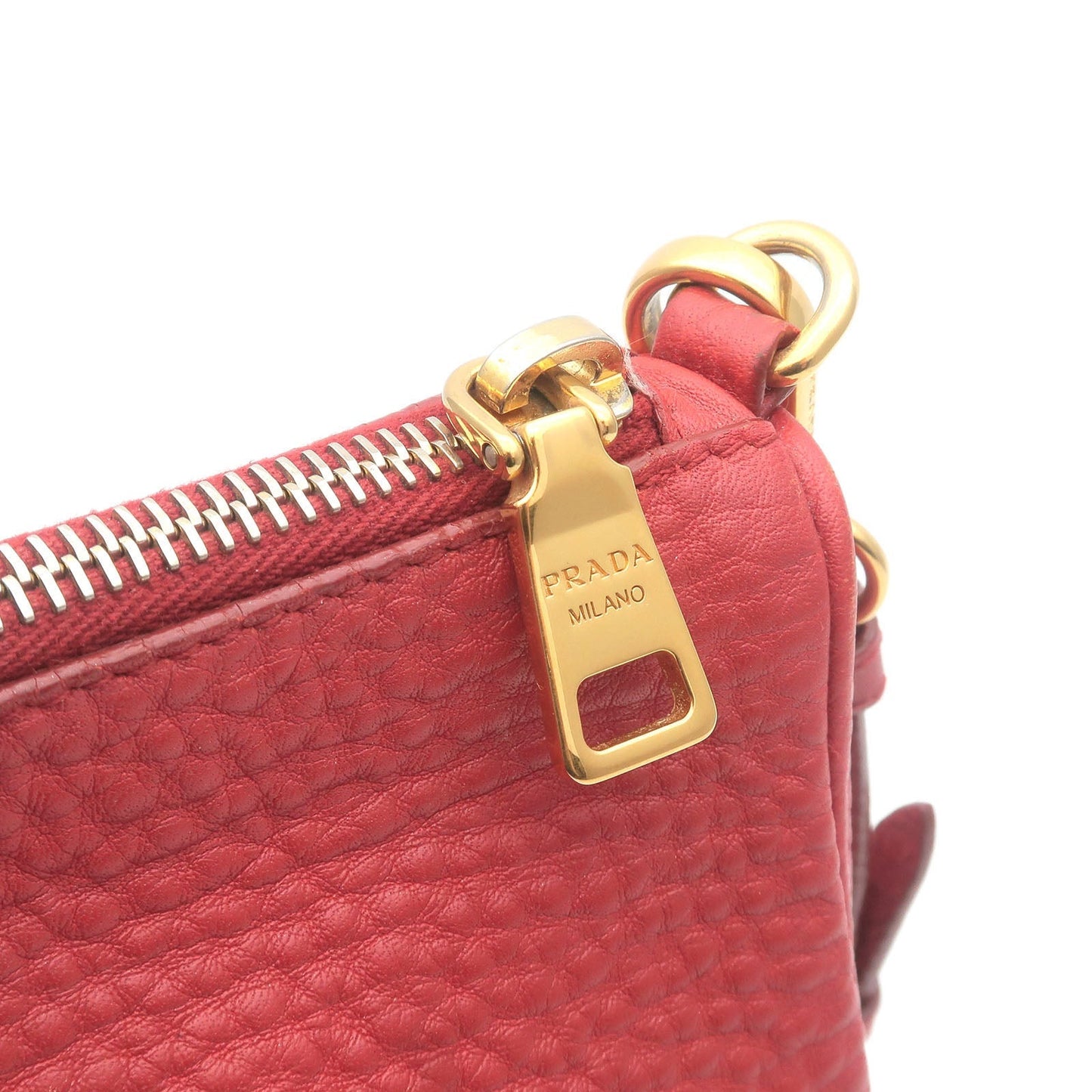 PRADA Leather Pouch Shoulder Bag Purse Red