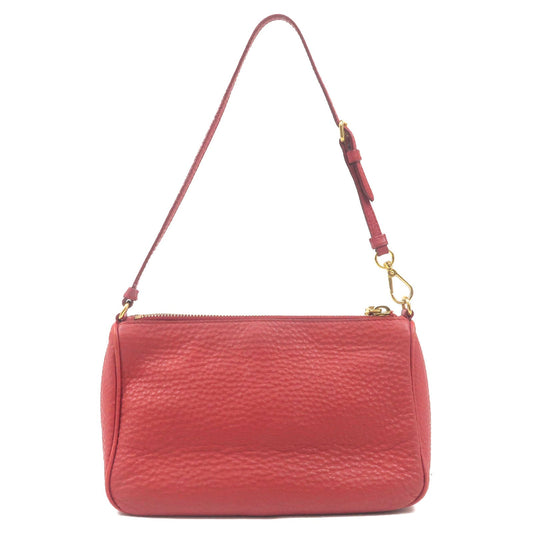 PRADA Leather Pouch Shoulder Bag Purse Red