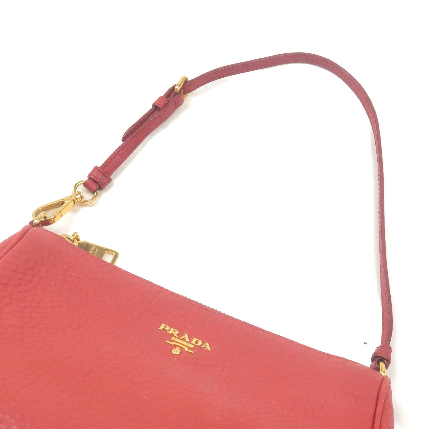 PRADA Leather Pouch Shoulder Bag Purse Red