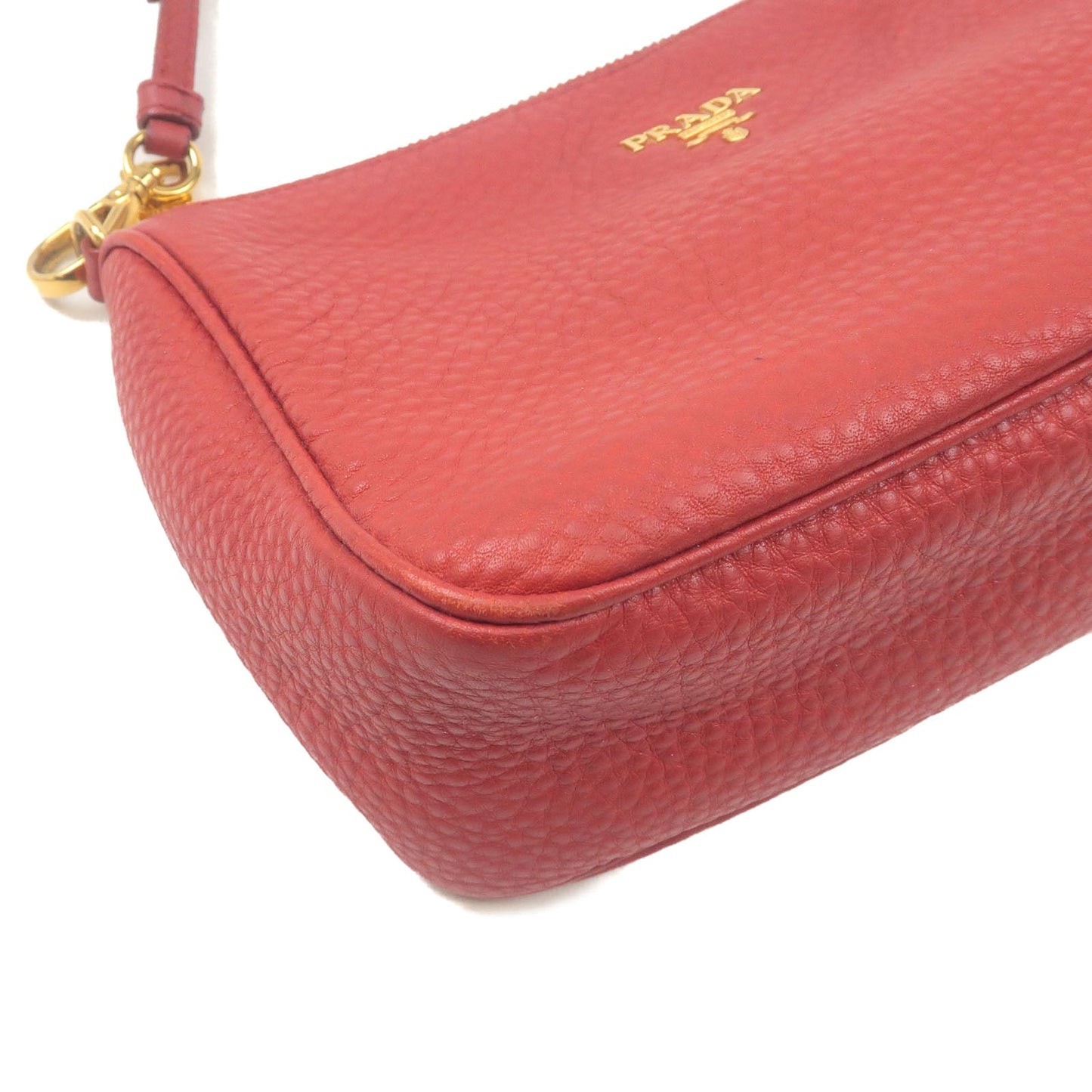 PRADA Leather Pouch Shoulder Bag Purse Red