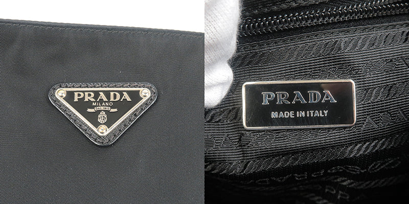 PRADA Nylon Leather Shoulder Bag Purse Black VA0053