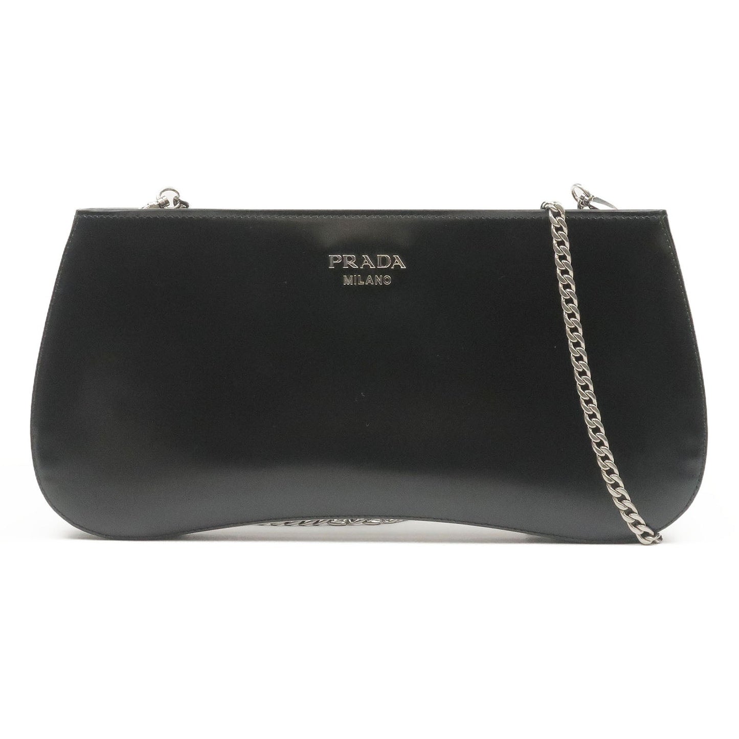 PRADA Sydney Leather 2Way Chain Shoulder Bag Black 1BF085