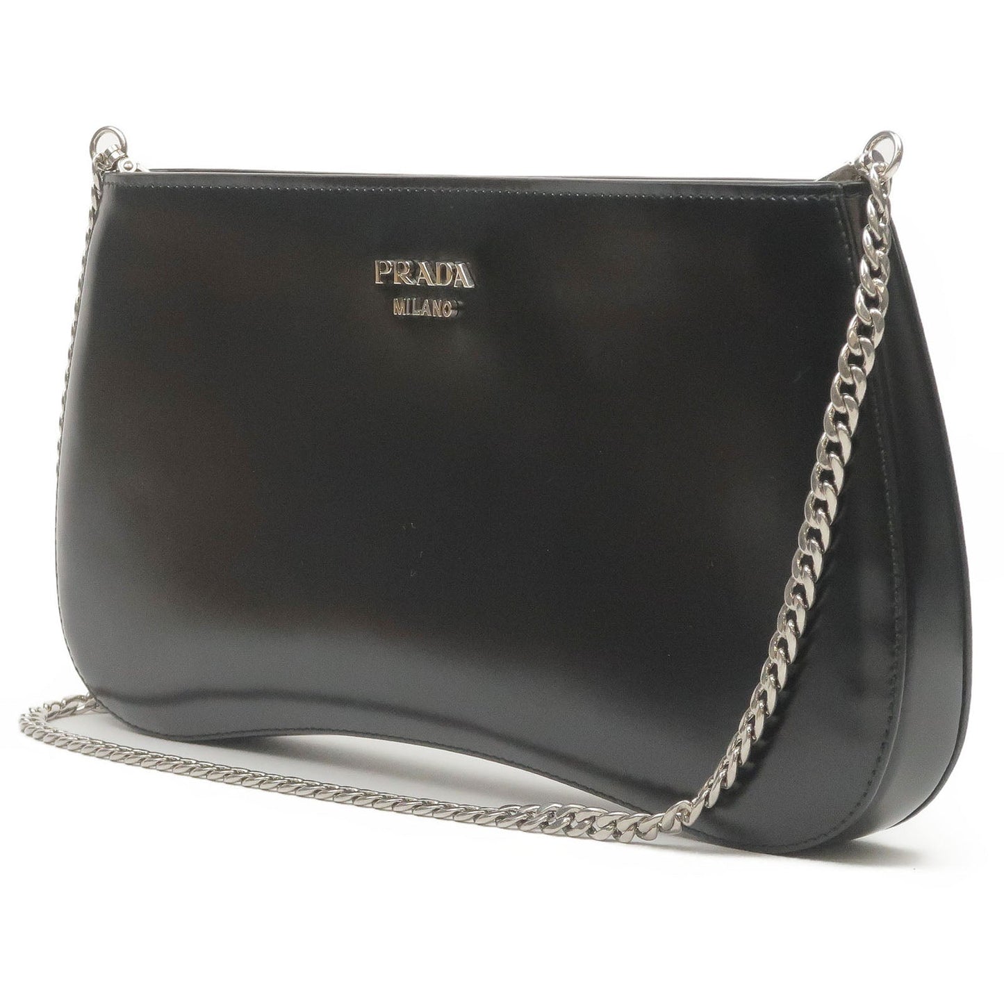 PRADA Sydney Leather 2Way Chain Shoulder Bag Black 1BF085